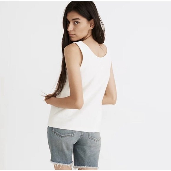 Madewell White Button-Front Tank Top - Picture 2 of 12